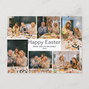 elegant Modern Blessing Easter family Six photo Holiday Postcard