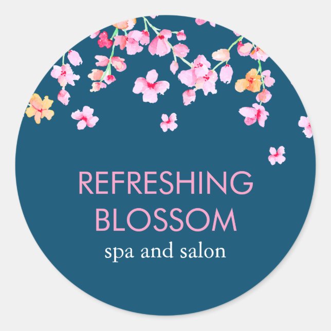 Elegant Modern  Blossom Classic Round Sticker (Front)