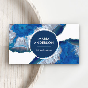 Elegant Modern Blue Agate Geode Gemstone Business Card