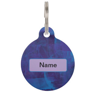 Elegant Modern Blue and Purple Splatter Painting Pet Tag
