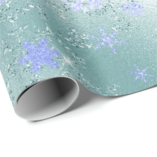 Elegant Modern Blue Christmas Snowflake Pattern Wrapping Paper (Roll Corner)