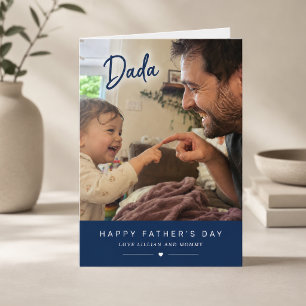 Elegant Modern Blue Dada Script Father's Day Photo Card