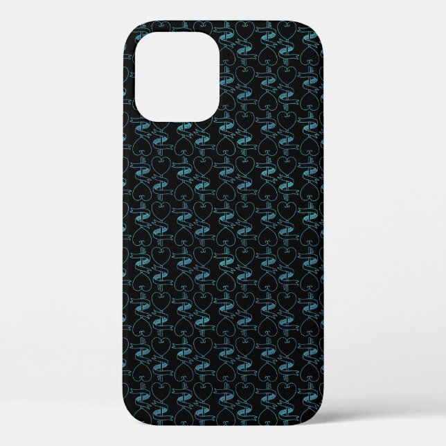 Elegant Modern Blue Hearts and Keys Pattern | Case-Mate iPhone Case (Back)