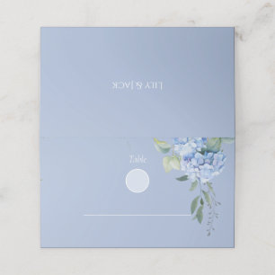 Elegant Modern Blue Hydrangea Wedding Table  Place Card
