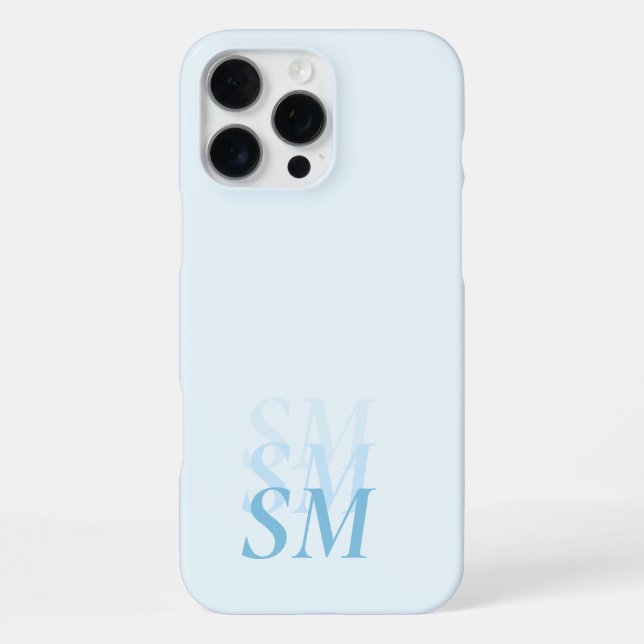 Elegant Modern Blue Initial Monogram iPhone Case (Back)