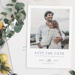 Elegant Modern Blue Photo Wedding Save the Date<br><div class="desc">This simple, elegant modern photo wedding save the date flat card template features your names and details beneath your photo. It looks great with either sharp or rounded corners, try both looks in editing mode to see which grabs you! You might choose to change the font, punctuation or colour used...</div>