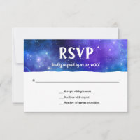 Elegant Modern Blue Purple Galaxy Bat Bar Mitzvah