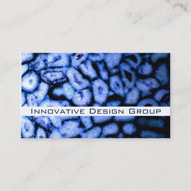 Elegant modern Blue Quartz Agate Geodes Business Card (Front)