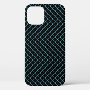 Elegant Modern Blue Teal Fence Chain Pattern iPhone 12 Pro Case