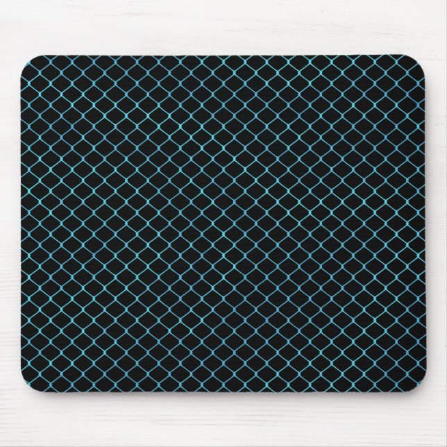 Elegant Modern Blue Teal Fence Chain Pattern | Mouse Pad (Front)