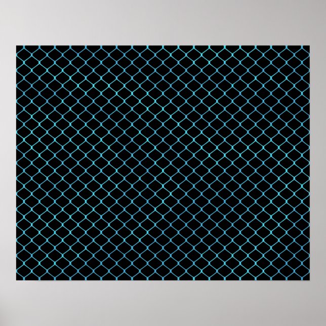 Elegant Modern Blue Teal Fence Chain Pattern | Poster (Front)