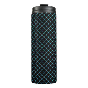 Elegant Modern Blue Teal Fence Chain Pattern Thermal Tumbler