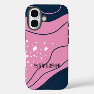Elegant & Modern Blue & White iPhone 16 Case
