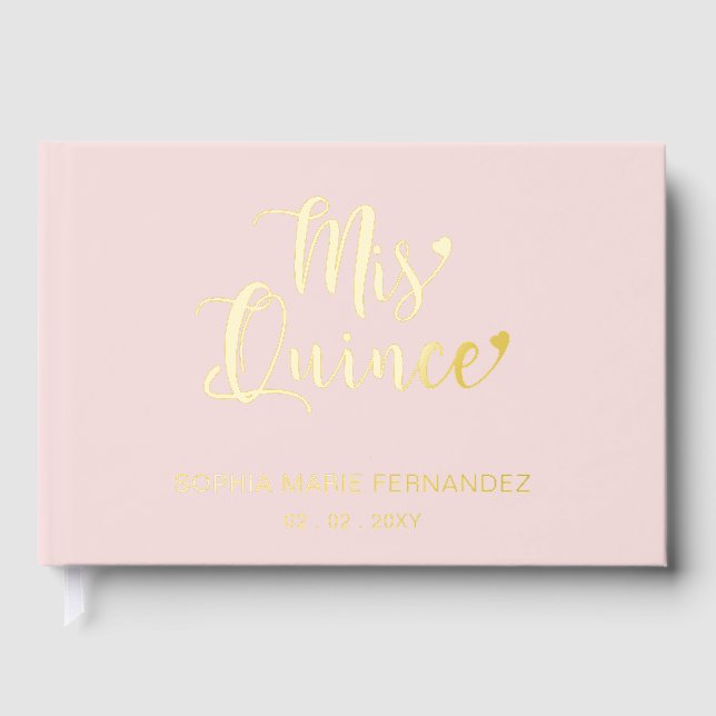 Elegant Modern Blush Photo Quinceañera Guest Book (Front)