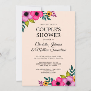 Elegant Modern Blush Pink Floral Minimal Party Invitation