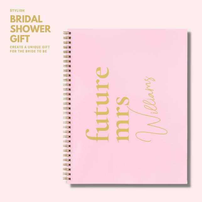 Elegant Modern Blush Pink Gold Bridal Shower Gift Notebook (Creator Uploaded)