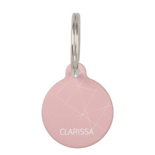 Elegant modern blush pink gold geometric pattern pet tag