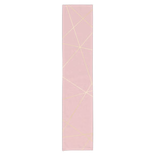 Elegant modern blush pink gold geometric pattern short table runner
