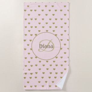 Elegant Modern Blush Pink Initials Monogram Beach Towel