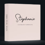 Elegant Modern Blush Pink Monogram Name Script  Binder<br><div class="desc">Modern Feminine Trendy Minimalist Clean Blush Pink Stylish Monogram Name Signature Script Custom Personalized Blush Pink 3 ring Binder. This delicate design featuring custom name in a beautiful cursive hand lettered style font signature typography (or calligraphy) on pastel dusty pink or light blush pink colour with a little peachy accent...</div>