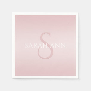 Elegant Modern Blush Pink Ombre Name & Monogram Napkin