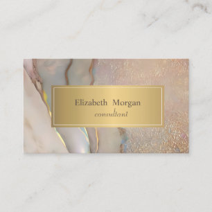 Elegant Modern Blush Pink Opal Gold Business Card