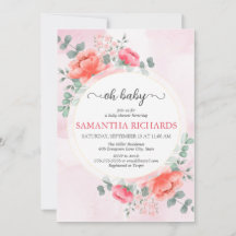 Elegant Modern blush pink watercolor baby shower