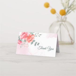 Elegant modern blush pink watercolor thank you place card
