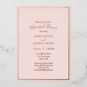 Elegant Modern Blush Rose Gold Rehearsal Dinner