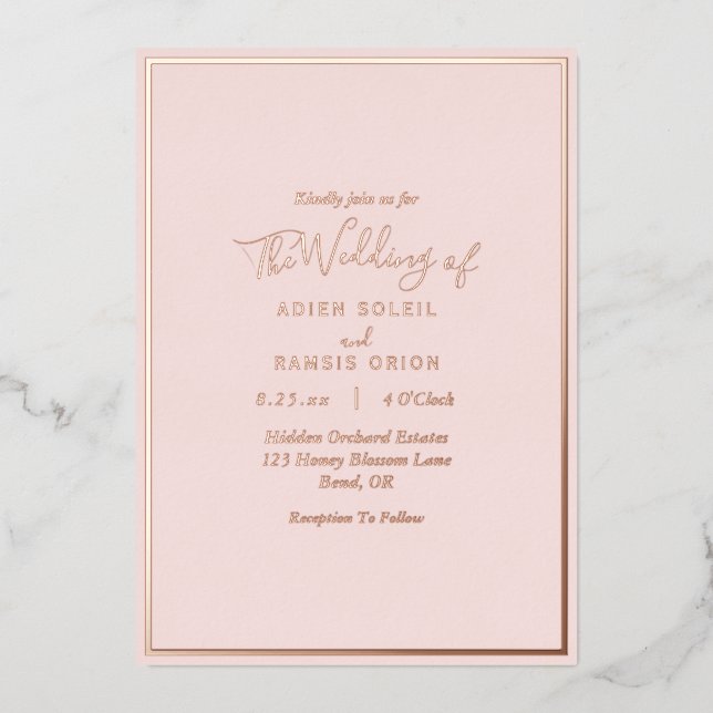 Elegant Modern Blush Rose Gold Wedding (Front)