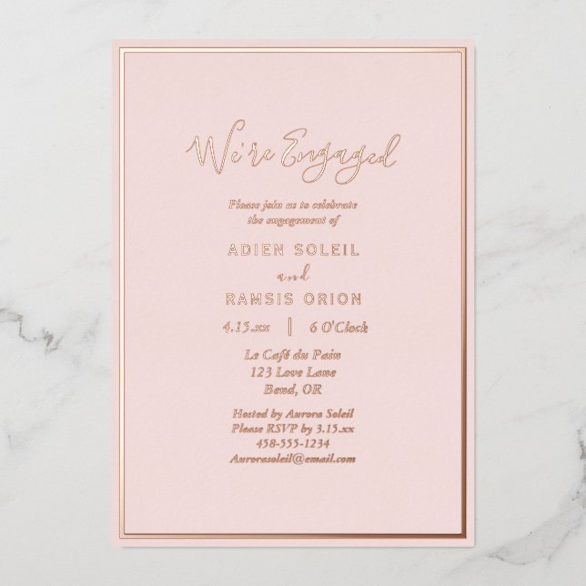 Elegant Modern Blush Rose Gold We're Engaged (Front)