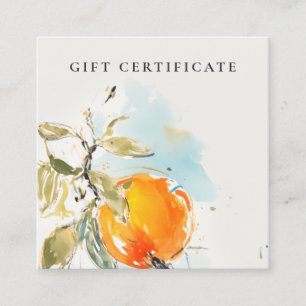 Elegant Modern Boho Abstract Sketchy Orange Garden Square Business Card