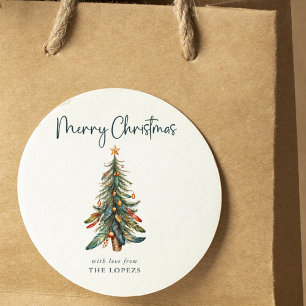 Elegant Modern Boho Christmas Tree Holiday  Square Sticker