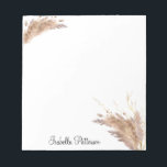 Elegant Modern Boho Pampas Grass Foliage Glitter Notepad<br><div class="desc">Personalized stationary with elegant boho bouquet of dried pampas grass and branches with faux glitter effect.</div>