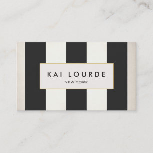 Elegant Modern Bold Black and White Striped Business Card
