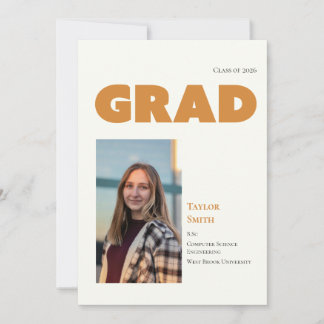 Elegant modern bold typescript -orange graduation  announcement