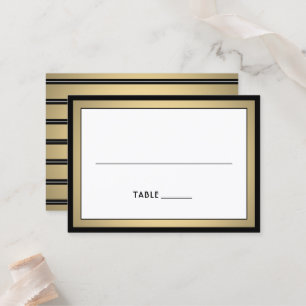 Elegant Modern Border Black & Gold Large Escort / Place Card