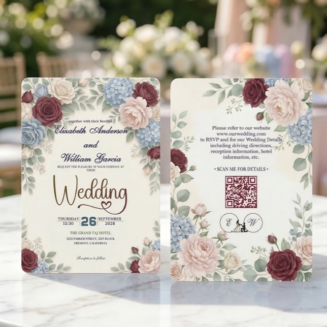 Elegant Modern Botanical All In One QR Code Invitation (Creator Uploaded)