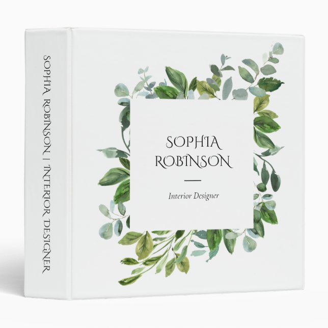 Elegant Modern Botanical Foliage Binder (Front/Spine)