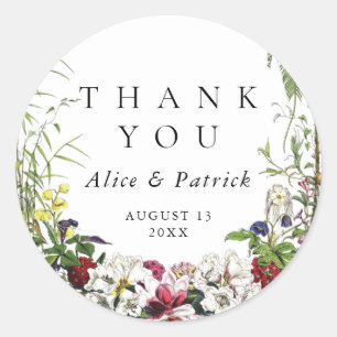 Elegant Modern Botanical Greenery Wedding Classic Round Sticker