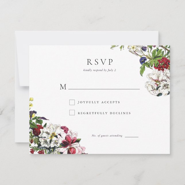 Elegant Modern Botanical Greenery Wedding Response (Front)