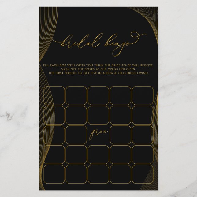 Elegant Modern Bridal Shower Bingo Game (Front)