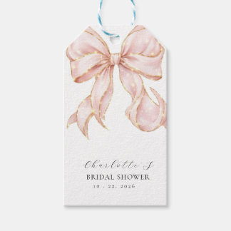 Elegant, Modern Bridal Shower Pink Bow. Gift Tags