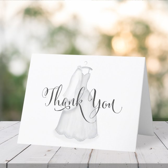Elegant Modern Bride Wedding Gown Minimalist Thank You Card (Creator Uploaded)