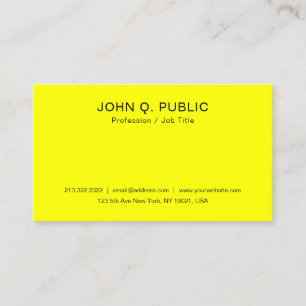 Elegant Modern Bright Brilliant Neon Yellow Business Card
