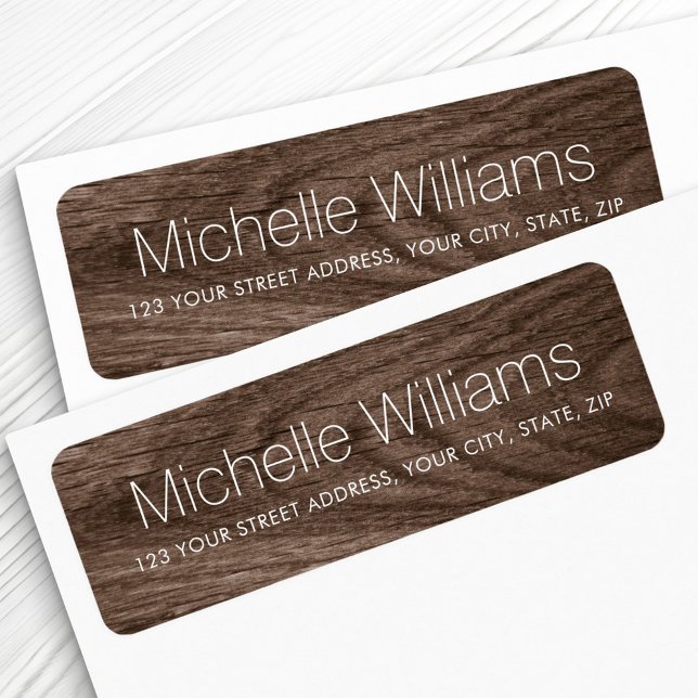 Elegant modern brown wood grain return address (Creator Uploaded)