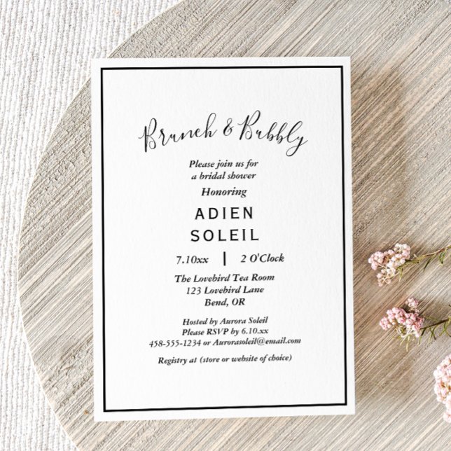 Elegant Modern Brunch And Bubbly Bridal Shower Invitation (Creator Uploaded)