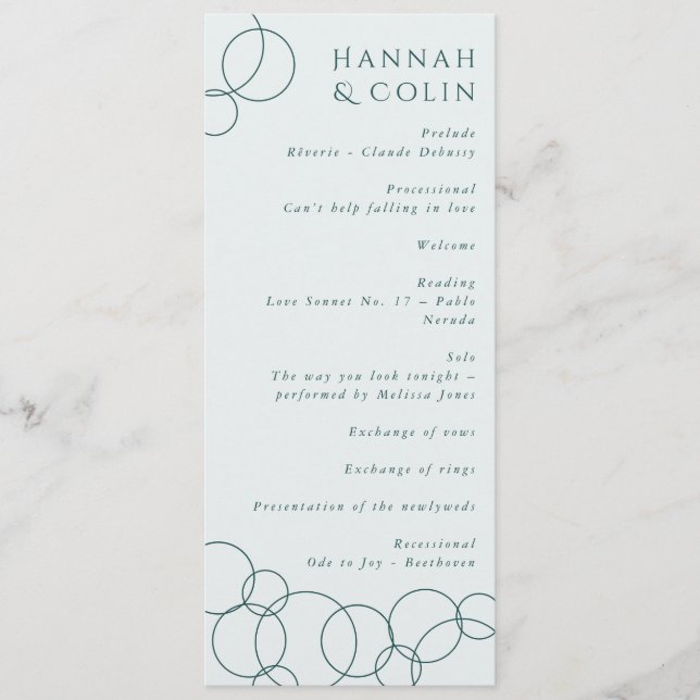 Elegant Modern Bubbles Geometric Grey & Dark Teal Program (Front)