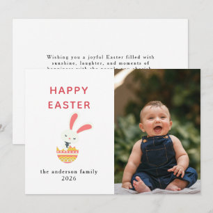 Elegant Modern Bunny Happy Easter Photo Holiday Card
