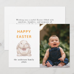 Elegant Modern Bunny Happy Easter Photo Holiday Card